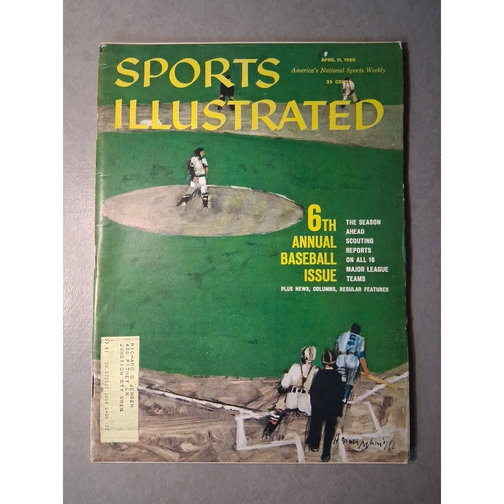 1960 Sports Illustrated April 11th Issue with Label 6th ANNUAL BASEBALL ISSUE